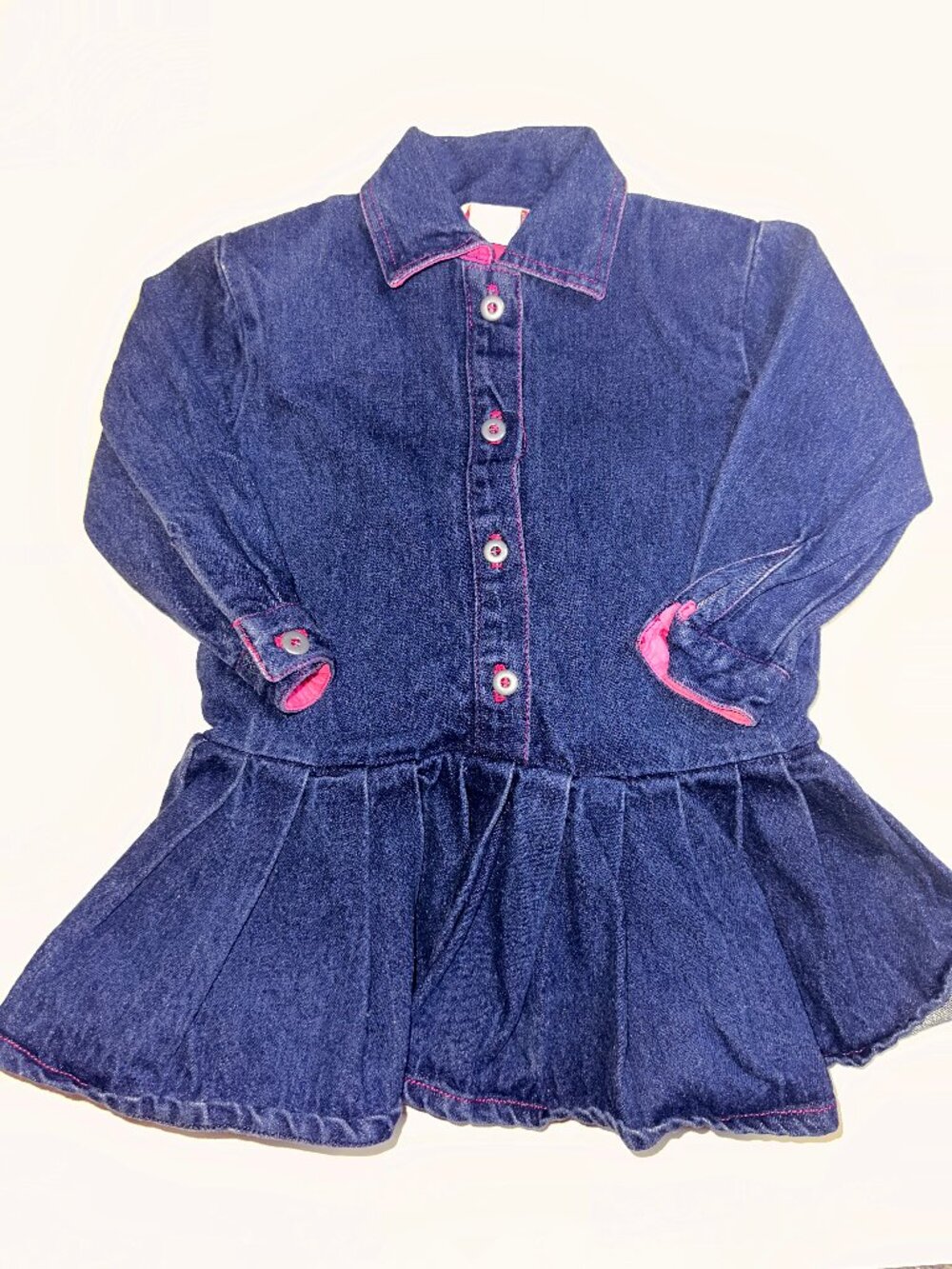 Vintage sz 2 2T Popsicle 90s Denim Jean Button Pleated Skirt Shirt Dress #728